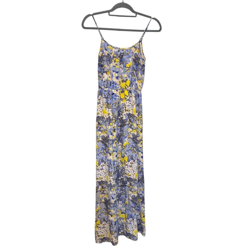 Banana Republic Silk Blue Floral Maxi Dress